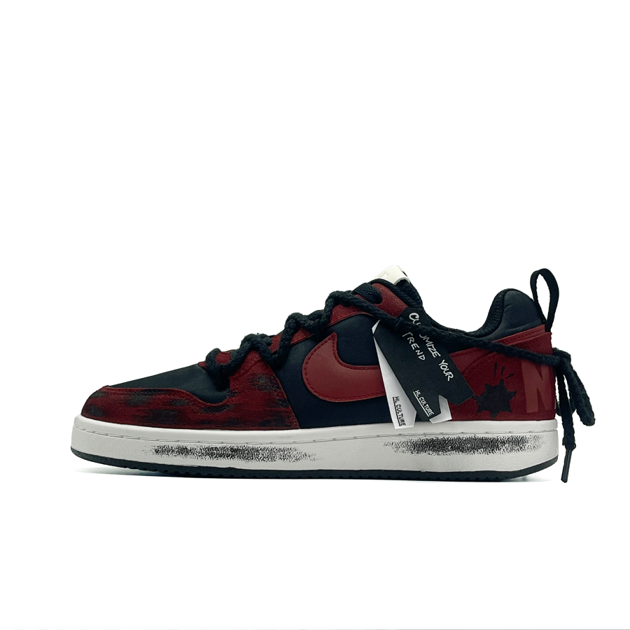 Nike Nike Court Borough Wine Stained Night Banquet Cushioning, Wear Resistant Low top Skateboard Shoes Men's Red