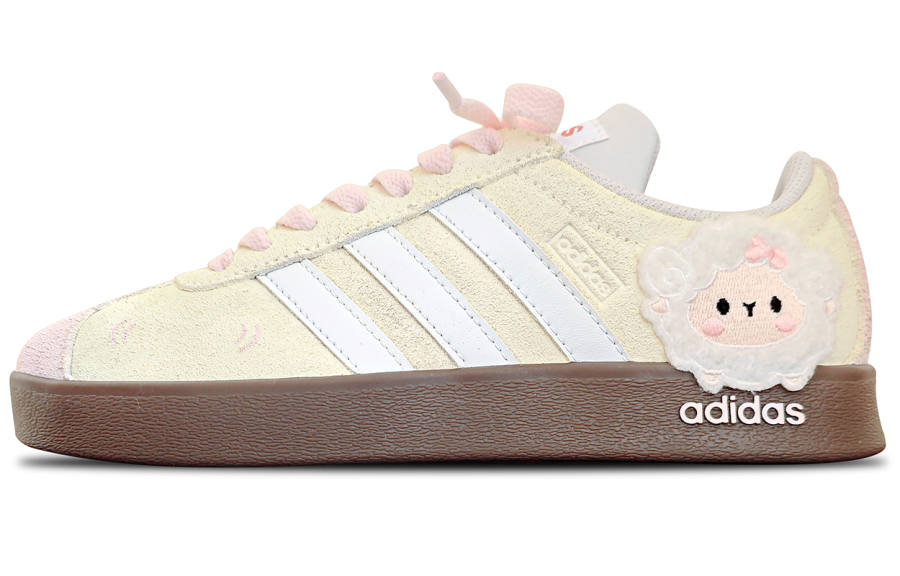 Adidas Adidas VL COURT 2.0 Wear resistant And Lightweight Low top German Army Trainers Unisex Beige Yellow