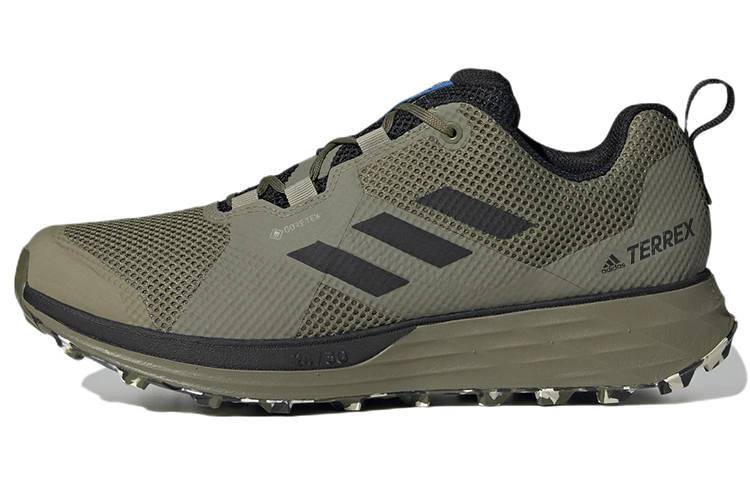 Adidas Adidas Terrex Two Gore Tex Trail Slip Resistant Abrasion Resistant Low top Running Shoes Men's Army Green