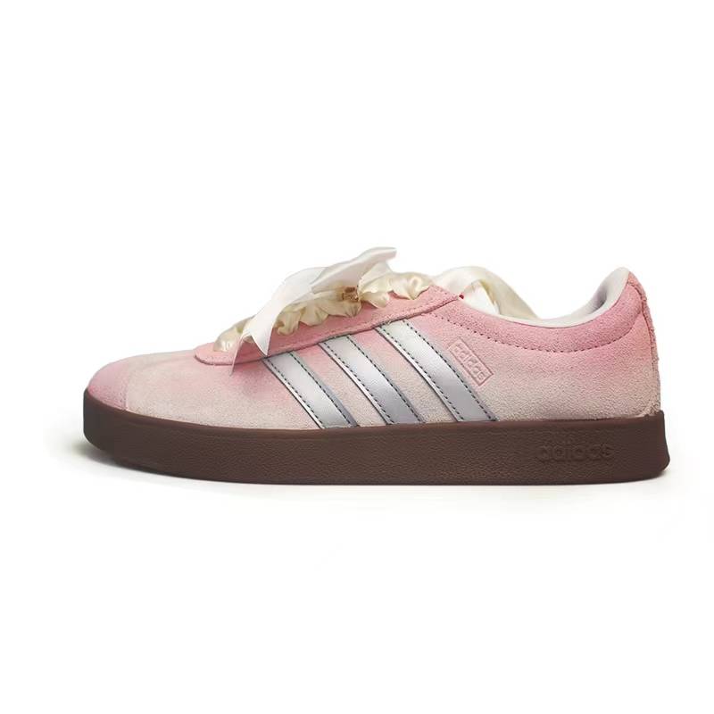 Adidas Adidas VL COURT 2.0 SAMBA Slip Resistant Abrasion Resistant Low top Skateboard Shoes Unisex White Pink