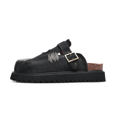 Angelmix Angelmi Abrasion Resistant Slip Resistant Closed Toe Slippers Unisex Denim Black