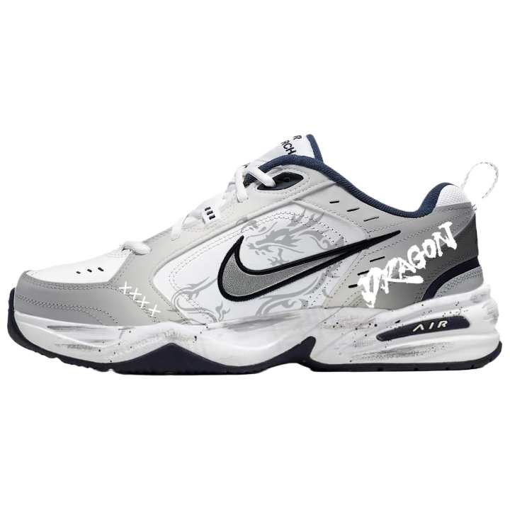 Nike Nike Air Monarch 4 Silver Dragon Dawn Cushioning, Wear Resistant Low top Chunky Sneakers Unisex Black White Gray