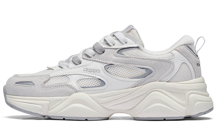 Kappa Star Pedal Slip Resistant, Abrasion Resistant, Height Increasing Low top Chunky Sneakers Unisex Classic White