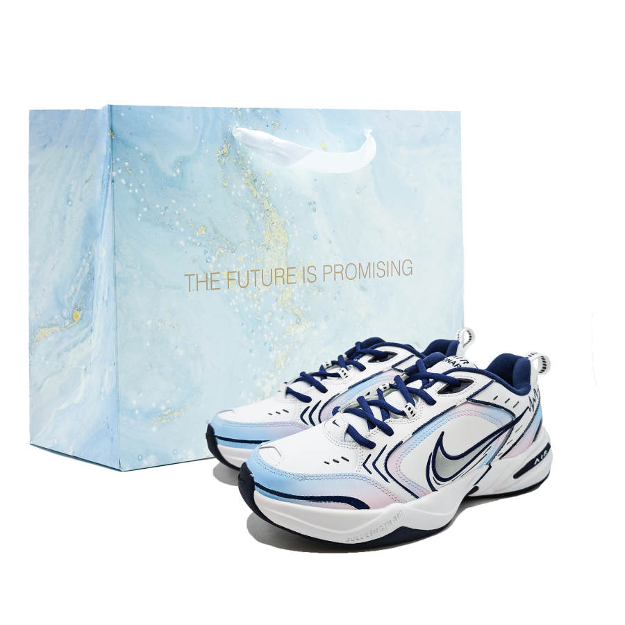 Nike Nike Air Monarch 4 Abrasion Resistant Low top Chunky Sneakers Men's White Blue Pink