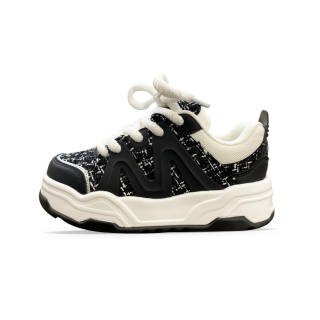 XLAIII Slip Resistant, Abrasion Resistant, Height Increasing Low top Chunky Sneakers Unisex Chanel Inspired Black
