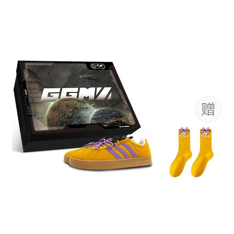 Adidas Adidas VL COURT 3.0 Slip Resistant Abrasion Resistant Low top Skateboard Shoes Unisex Yellow Purple