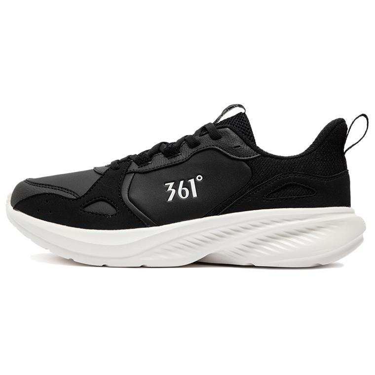 361° Mesh, Synthetic Leather Abrasion Resistant Rebound Low top Casual Sprint Running Shoes Men's Black White