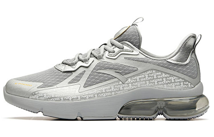 ANTA SNOOPY x Anta Slip Resistant And Breathable Low top Running Shoes Men's Gray Silver Half Length Air Cushion
