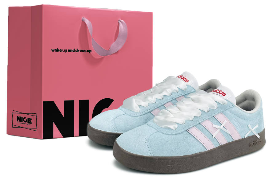 Adidas Adidas VL COURT 2.0 Abrasion Resistant Abrasion Resistant Low top Skateboard Shoes Unisex Blue Pink