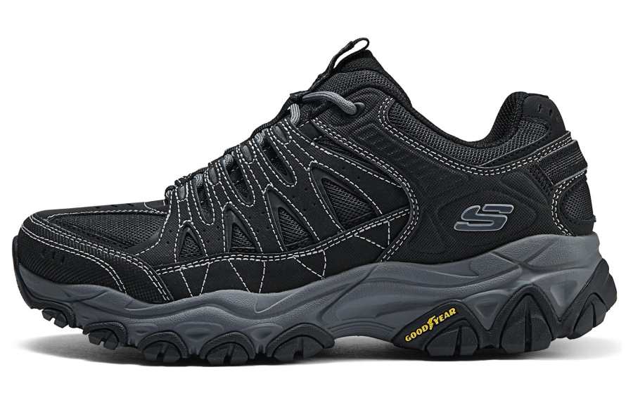 Skechers Fabric Cushioning Breathable Lightweight Low top Casual Running Shoes Men's Black
