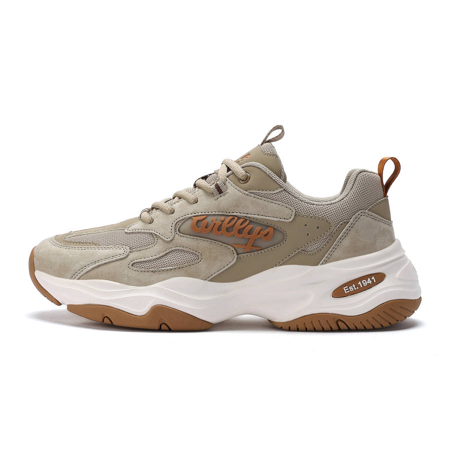JEEP SPIRIT Abrasion Resistant Breathable Low top Chunky Sneakers Men's Natural Deer
