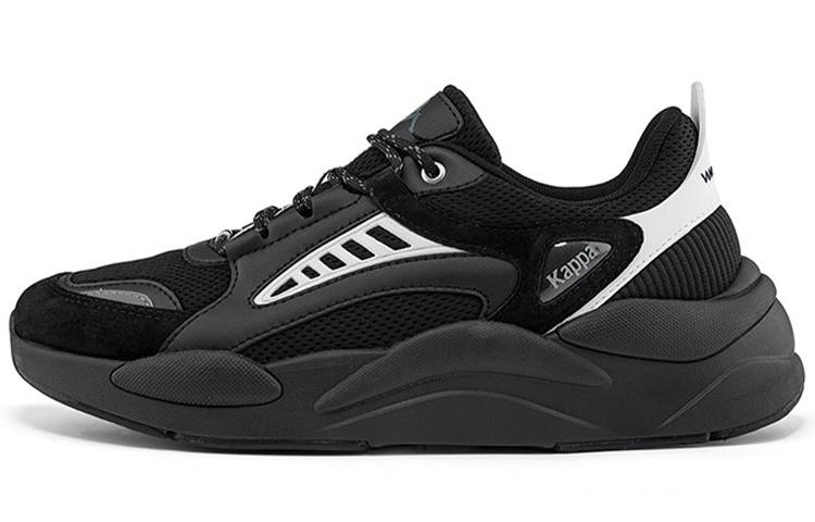 Kappa Mesh Cushioning Slip Resistant Abrasion Resistant Low top Chunky Sneakers Unisex Black