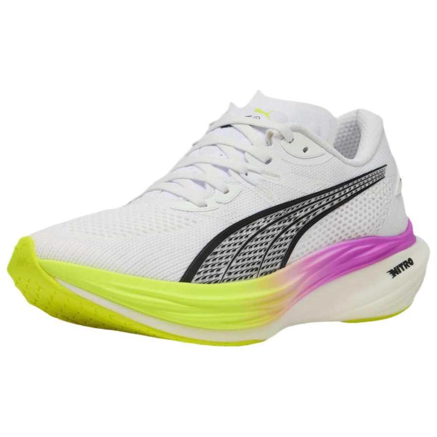 PUMA Deviate NITRO 3 Slip Resistant Abrasion Resistant Low top Running Shoes Men's White
