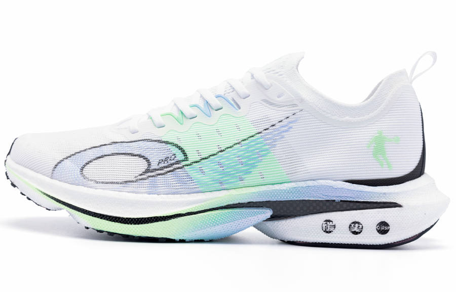 QIAODAN Low top Long Distance Running Shoes Men's White Green