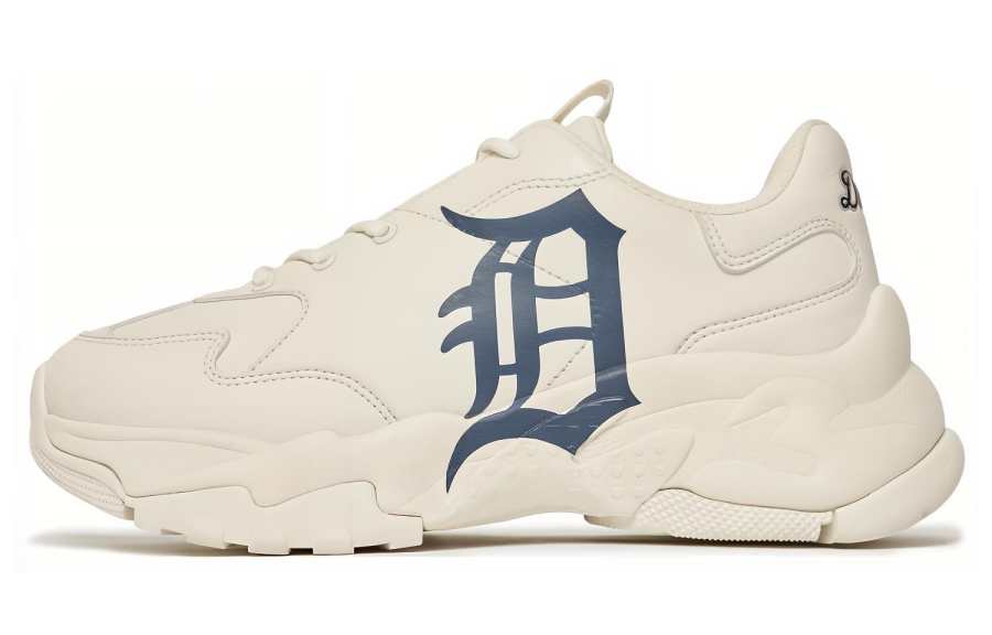 MLB Big Ball Chunky A Synthetic Leather Slip Resistant Abrasion Resistant Low top Chunky Sneakers Unisex Ecru