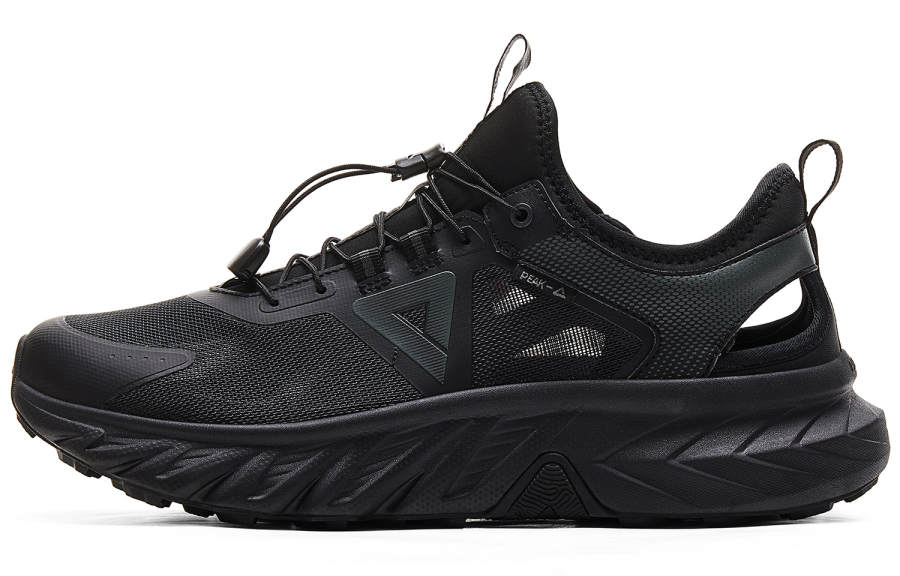 PEAK Cushioning Slip Resistant Abrasion Resistant Breathable Rebound Low top Running Shoes Men's Black Magnet Gray