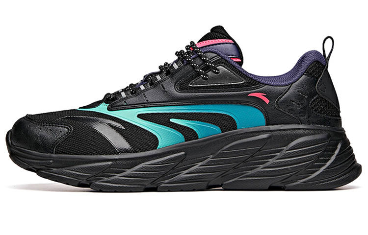 Anta Cushioning Reflective Low top Running Shoes Men's Black Green Blue