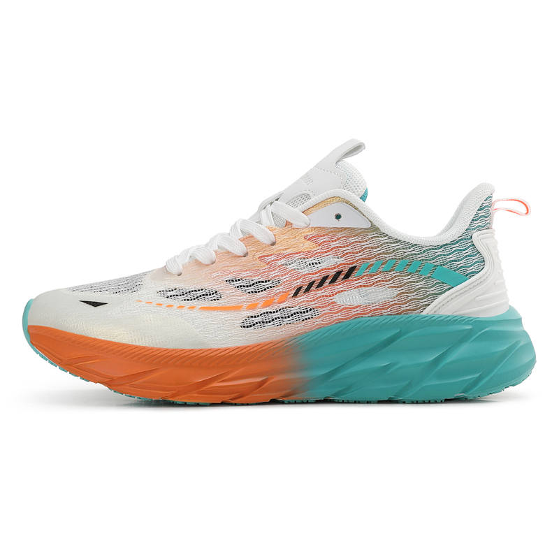OFF-WIERAH OFF WIERAH Slip Resistant Breathable Cushioning Low top Marathon Running Shoes Unisex White Orange