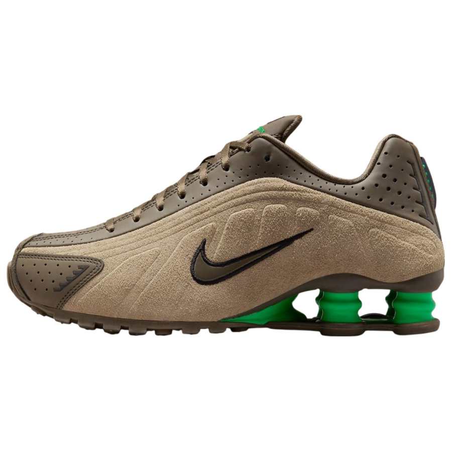 Nike Nike Shox R4 Slip Resistant Abrasion Resistant Low top Casual Running Shoes Women's Khaki Brown