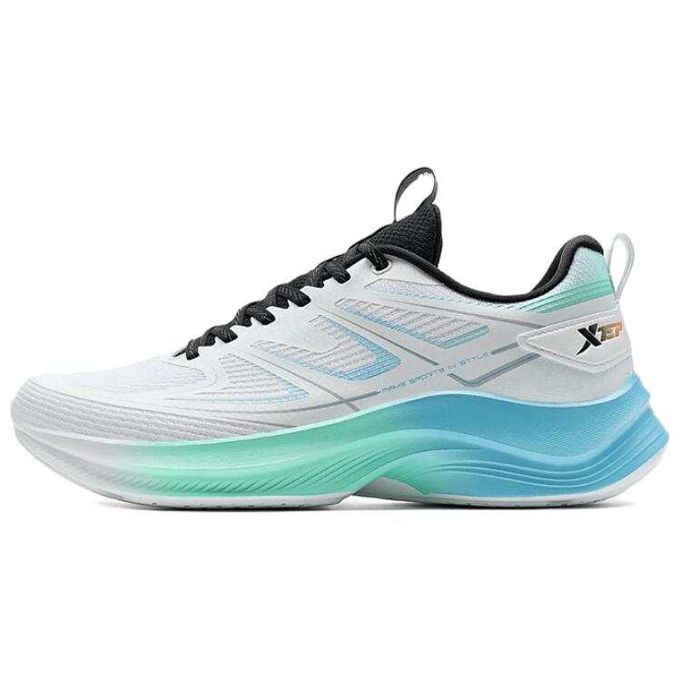 XTEP Cushioning Slip Resistant Abrasion Resistant Low top Casual Running Shoes Men's White Blue Green