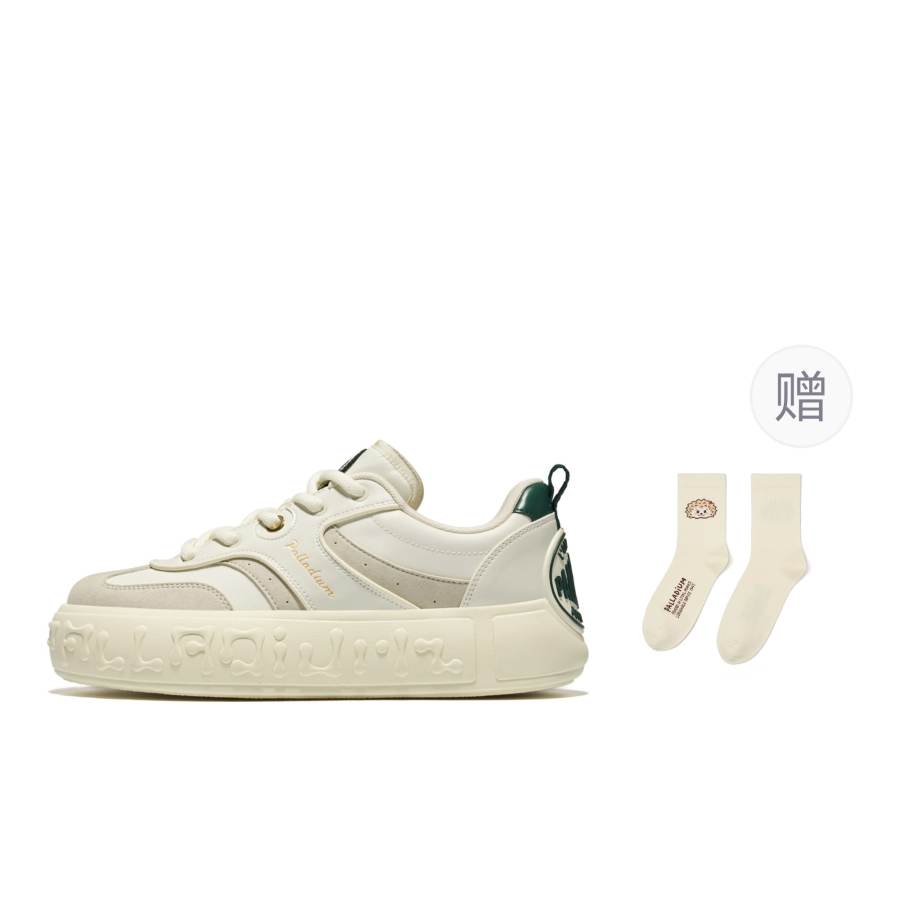 Palladium German Army Trainers Music Note Shoes Cushioning Slip Resistant Low top Skateboard Shoes Unisex White Green