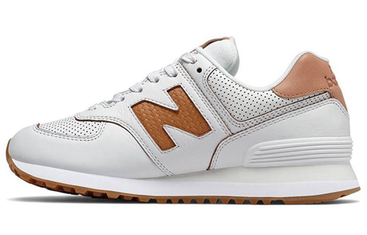 New Balance New Balance NB 574 Textile, Synthetic Leather Low top Running Shoes Women's White Brown