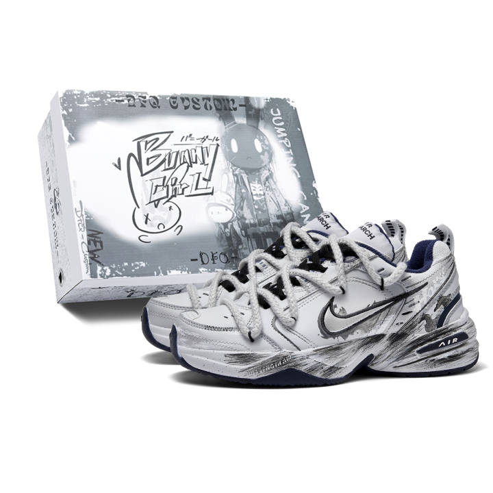 Nike Nike Air Monarch 4 Silver Hoof Blessing Box Low top Chunky Sneakers Unisex Silver