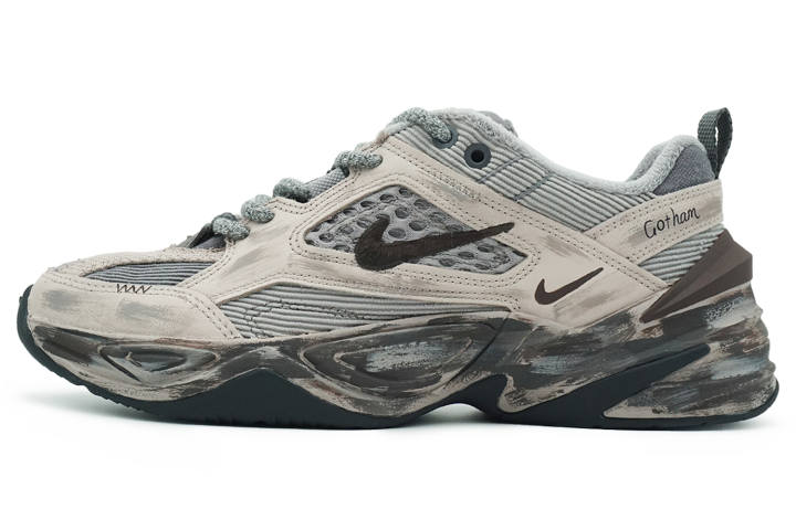 Nike Nike M2K Tekno Slip Resistant Abrasion Resistant Low top Chunky Sneakers Unisex Yellow Gray
