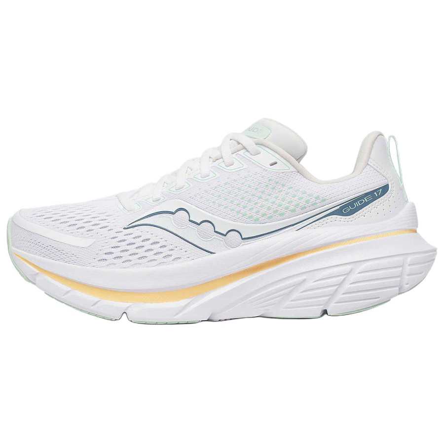 Saucony GUIDE 17 Slip Resistant Abrasion Resistant Low top Casual Running Shoes Women's White