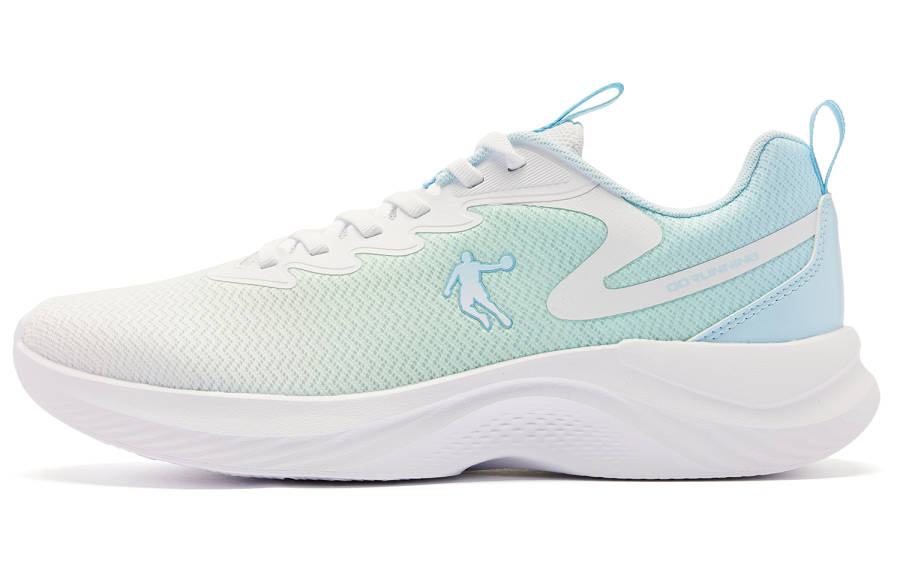 QIAODAN Cushioning Slip Resistant Balance Lightweight Low top Running Shoes Men's White Blue