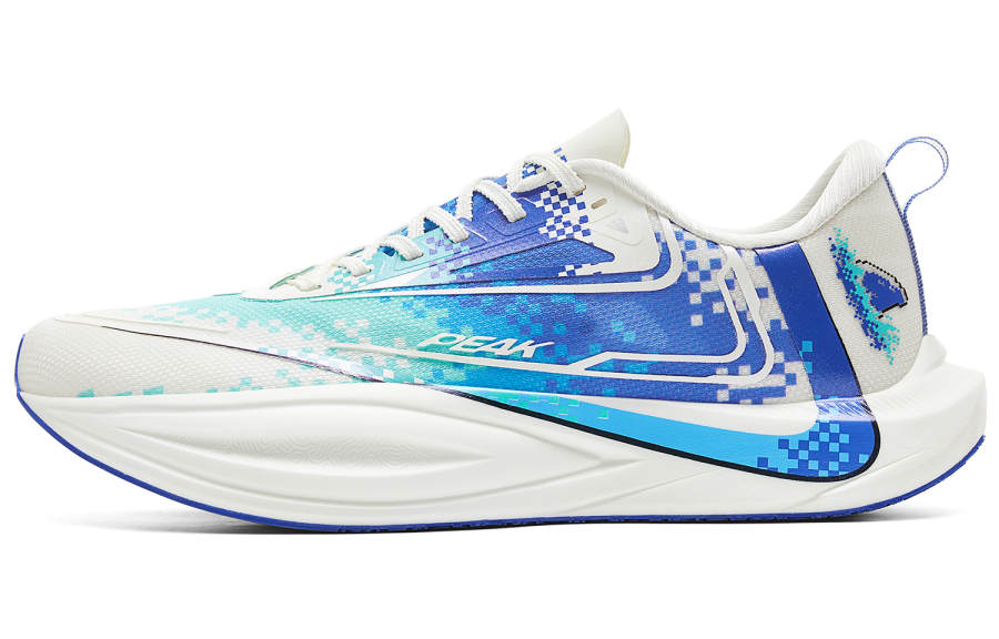 PEAK Cushioning Slip Resistant Rebound Low top Running Shoes Men's Milk White Blue