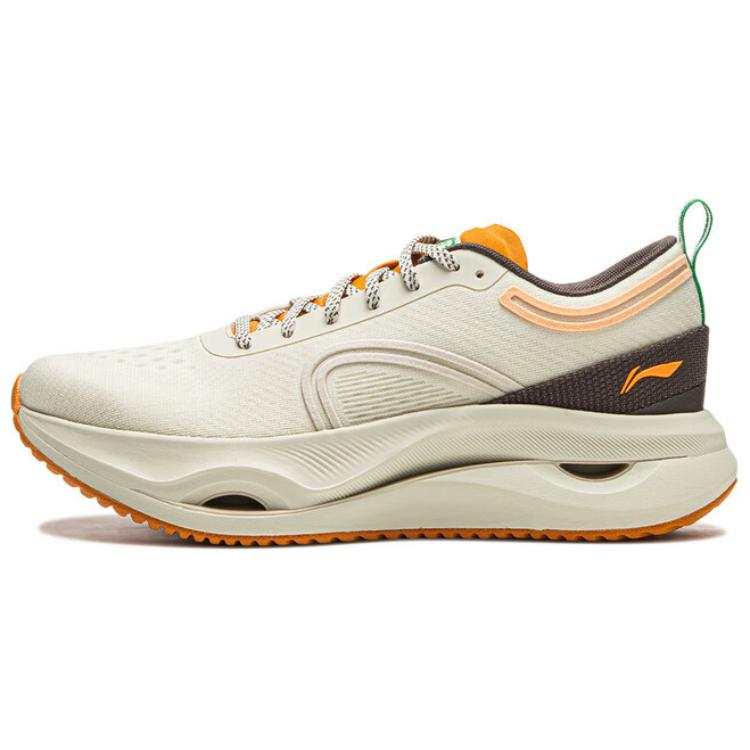 Li-Ning Li Ning Fabric Slip Resistant Abrasion Resistant Low top Running Shoes Women's Beige