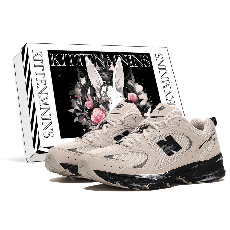 New Balance New Balance NB 530 Cushioning Breathable Mid top Running Shoes Unisex Beige Black D Width