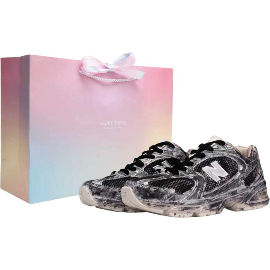 New Balance New Balance NB 530 Running Shoes Unisex Low Top Black Gray Silver Pink Graffiti Colorway