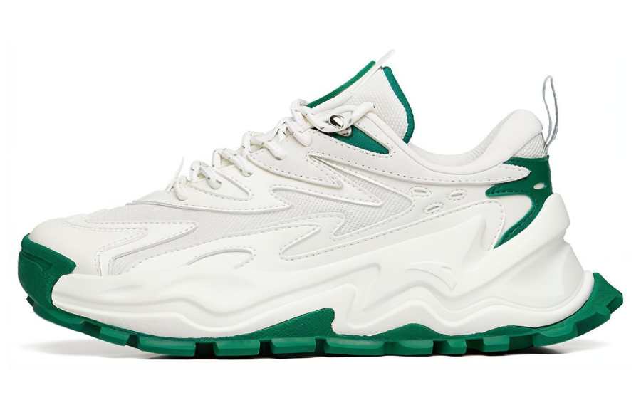 Anta Hot Textile, Synthetic Leather, Split Suede Low top Casual Shoes Women's White Green
