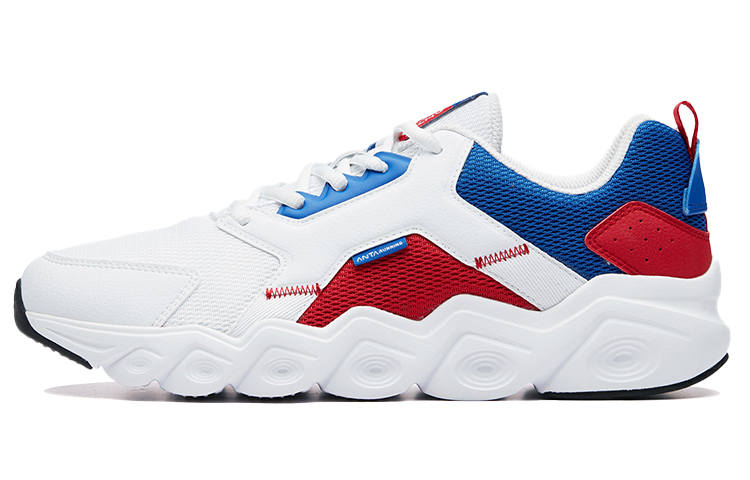 Anta Comfortable Cushioning Slip Resistant Abrasion Resistant Breathable Low top Running Shoes Men's White Blue Red