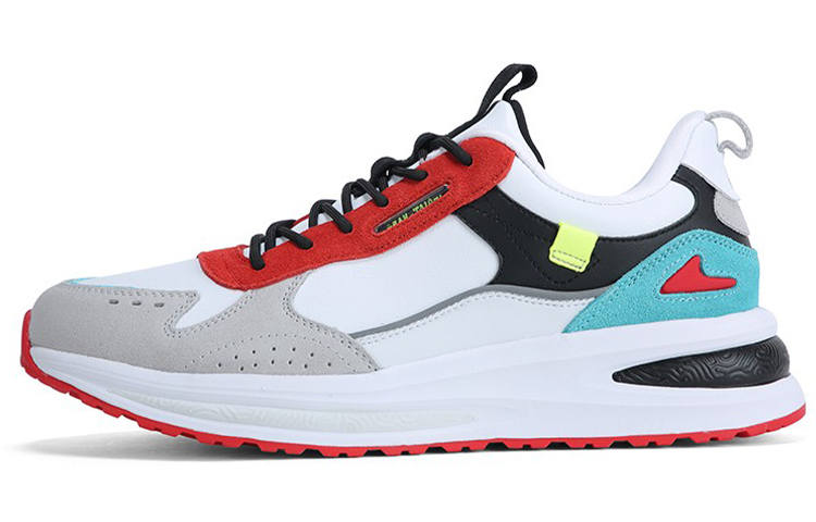 PEAK Cushioning Slip Resistant Abrasion Resistant Lightweight Rebound Balance Low top Running Shoes Men's White Red