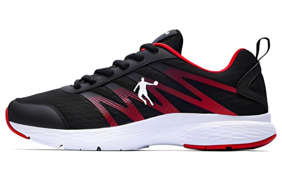 QIAODAN Mesh, Synthetic Leather Low top Lingdong Technology Casual Running Shoes Men's Black Red