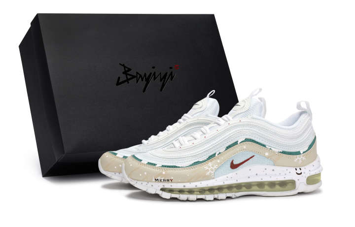 Nike Nike Air Max 97 Abrasion Resistant Abrasion Resistant Low top Running Shoes Unisex White Blue Green