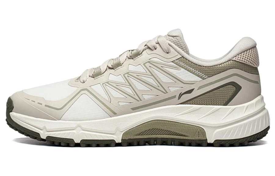 Li-Ning Li Ning Cushioning Slip Resistant Abrasion Resistant Low top Trail Running Shoes Men's Gray Green