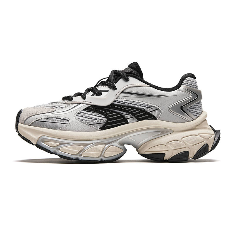 Anta Cushioning Slip Resistant Abrasion Resistant Low top Chunky Sneakers Men's Gray Silver
