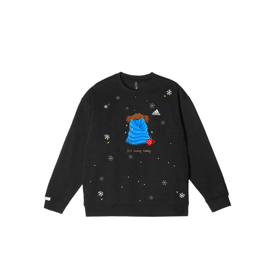 Adidas Adidas LABEL Sweatshirts Unisex Black Crew Neck Thickened