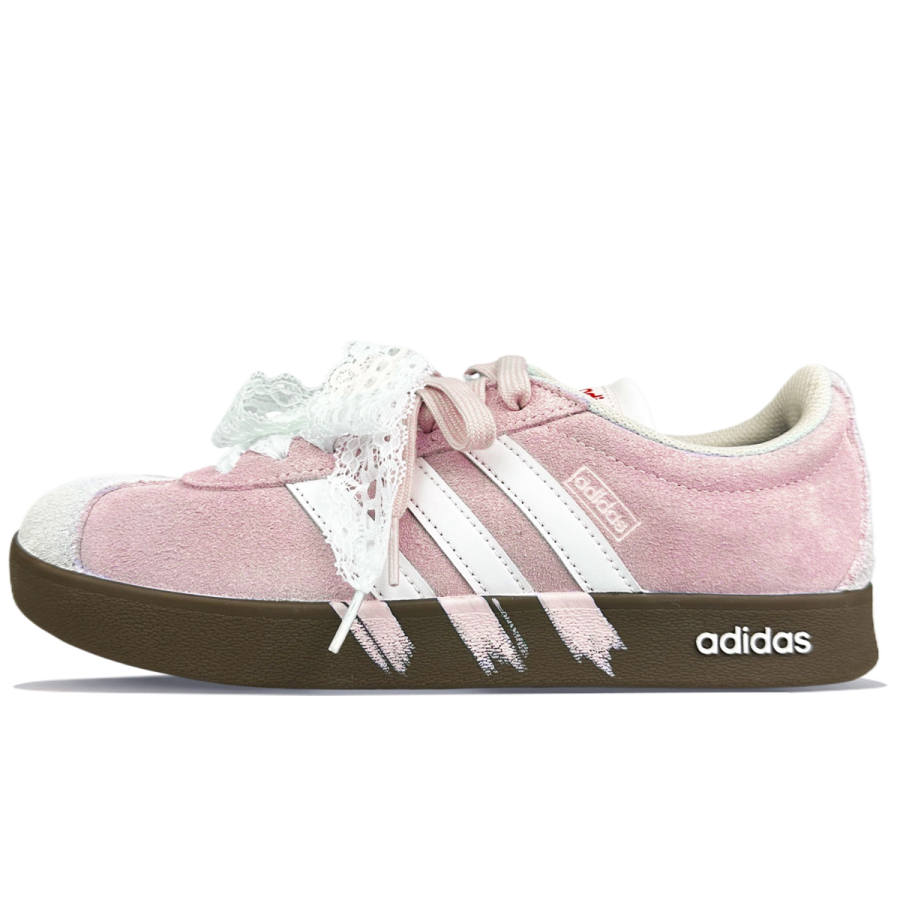 Adidas Adidas VL COURT 2.0 Cushioning Abrasion Resistant Low top Skateboard Shoes Unisex White Pink