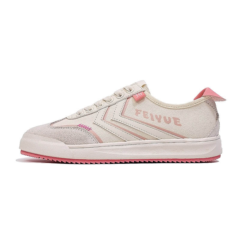 FEIYUE Abrasion-Resistant, Breathable, Lightweight Low-top Casual Shoes Women's Beige Gray Pink