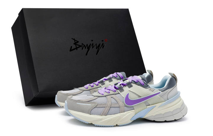 Nike Nike V2K Run Slip Resistant Lightweight Low top Running Shoes Women's Gray Blue White Purple