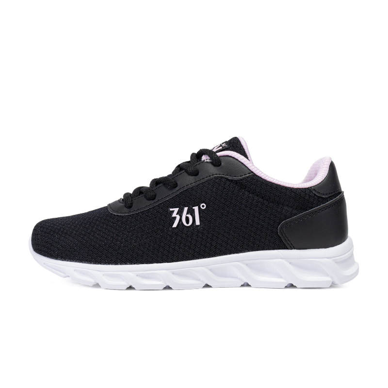 361° Cushioning, Wear Resistant Low top Casual Running Shoes Women's Black White Pink