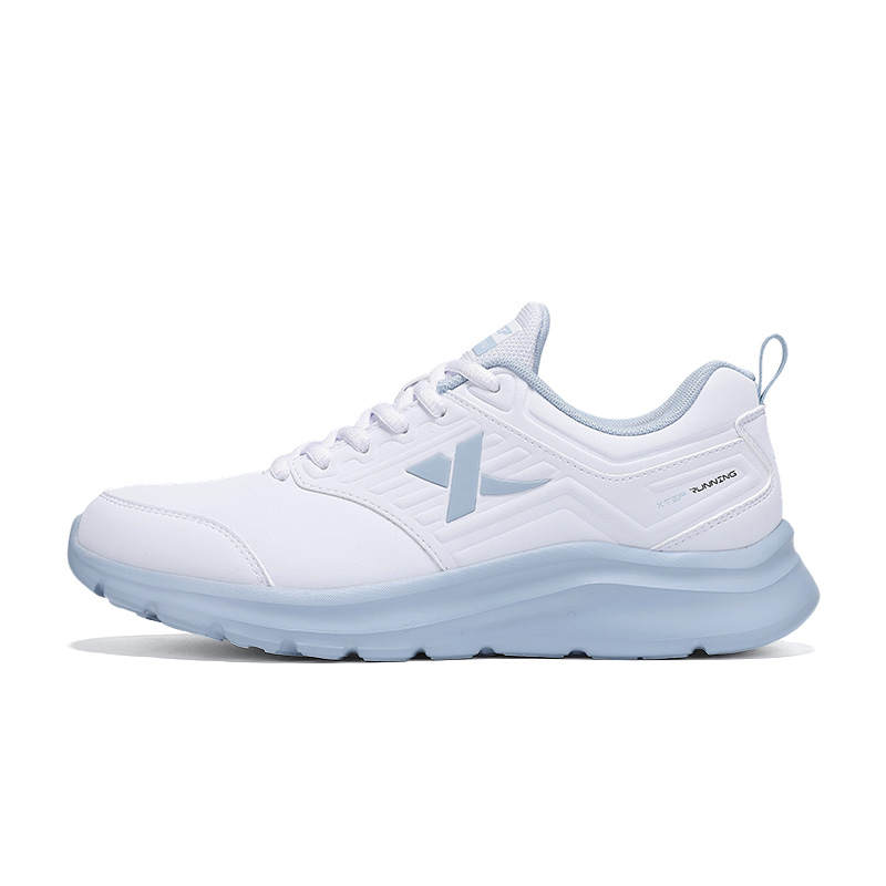 XTEP Synthetic Leather Cushioning, Wear Resistant Low top Casual Running Shoes Women's New White Dusk Dusty Blue
