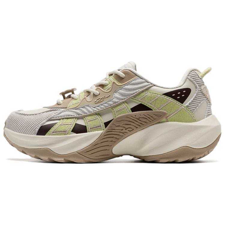 XTEP Slip Resistant Abrasion Resistant Low top Chunky Sneakers Women's Beige Green