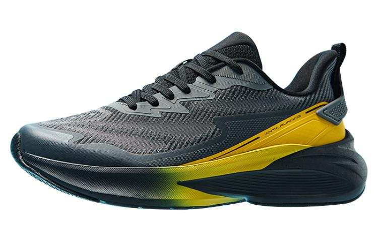 Anta Cushioning, Wear Resistant Low top Running Shoes Men's Black Gray Yellow