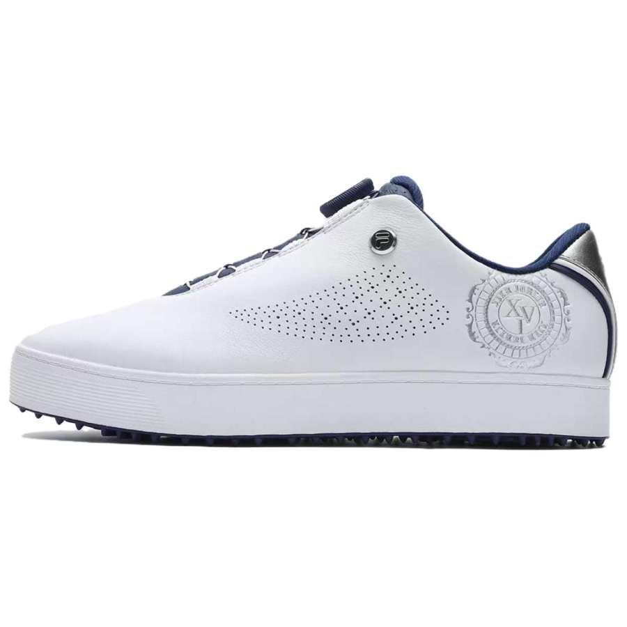 FILA On Green Comfortable Abrasion Resistant Low top Golf Shoes Men's White Blue